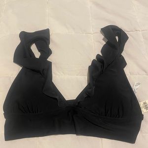 NWT ruffle black swim top - aerie